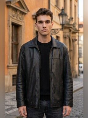 Vintage Men's Kenneth Cole Reaction Genuine Leather Coat Jacket Sz L